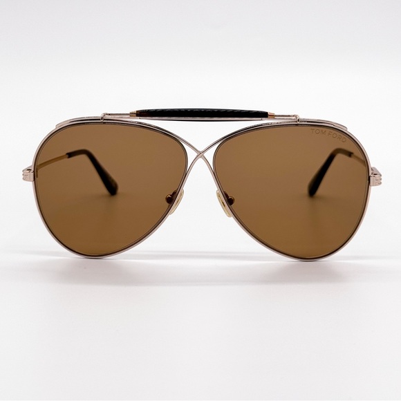 NEW TOM FORD HOLDEN TF818 28E UNISEX AVIATOR SUNGLASSES FT0818/S 28E GOLD BROWN - Picture 4 of 11